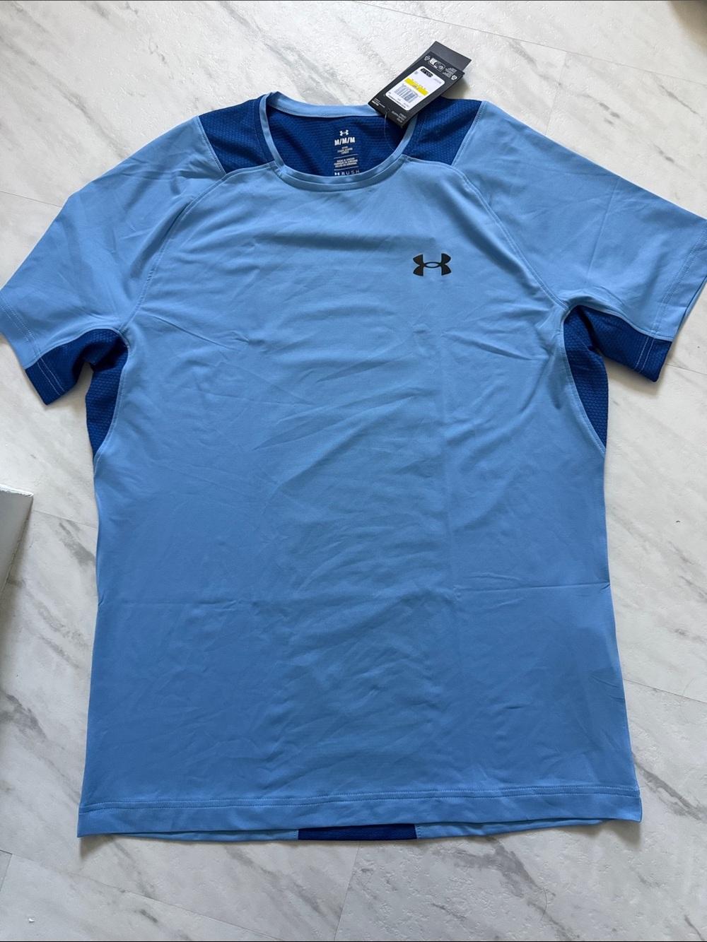 Under Armour Light Blue Short Sleeve HeatGear Tee with Navy Accents